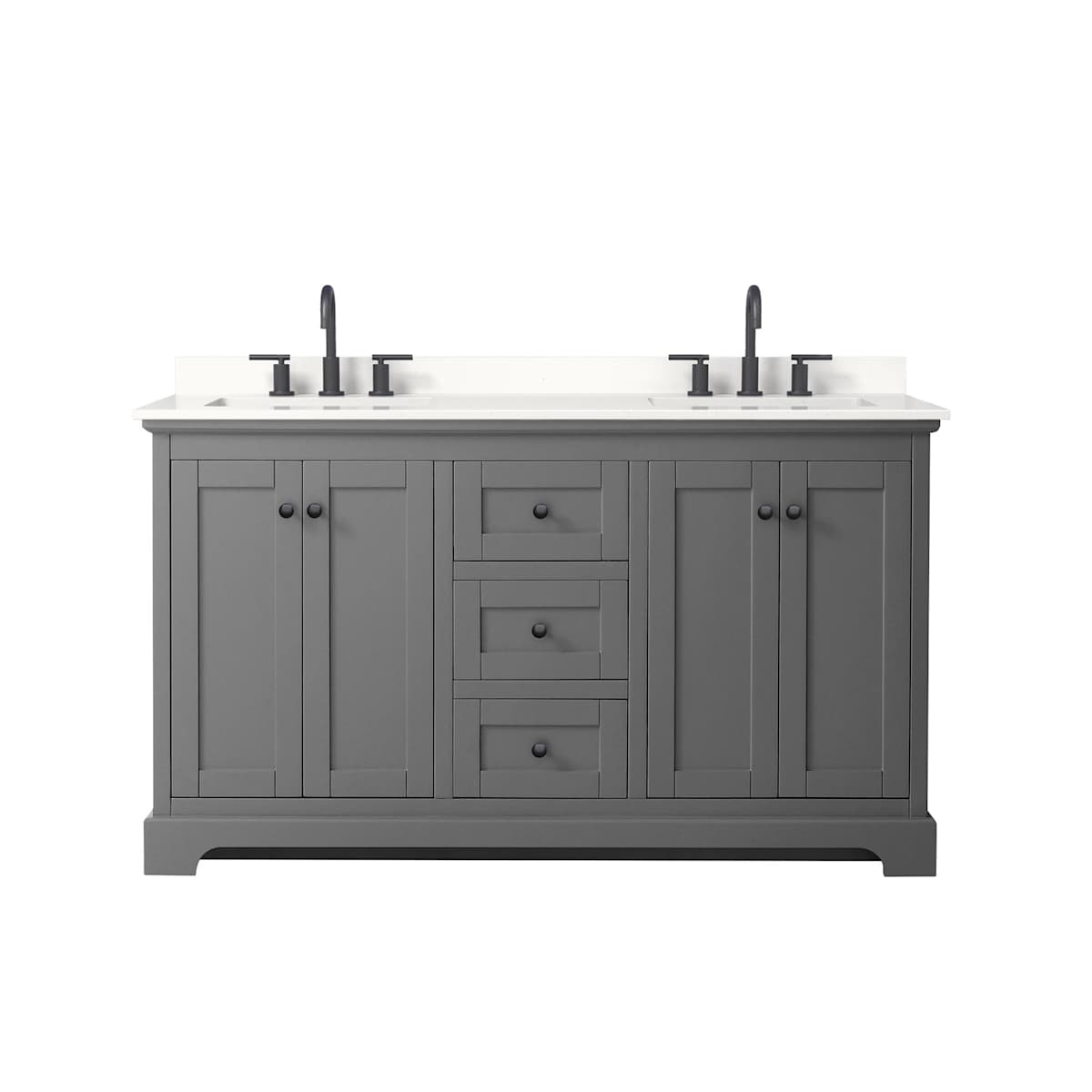 Avery 60" Free Standing Double Basin Vanity Set with Cabinet and Quartz Vanity Top