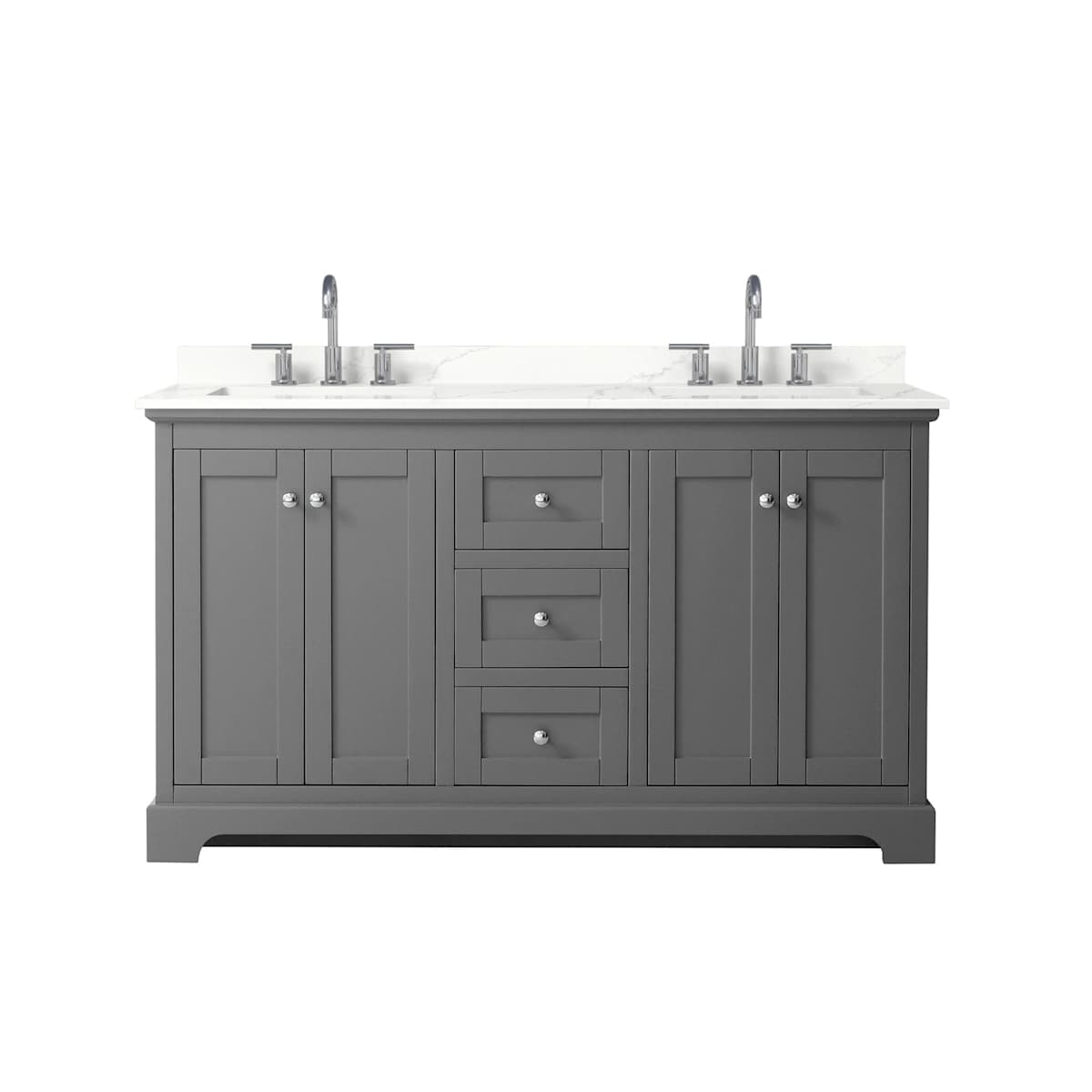 Avery 60" Free Standing Double Basin Vanity Set with Cabinet and Quartz Vanity Top