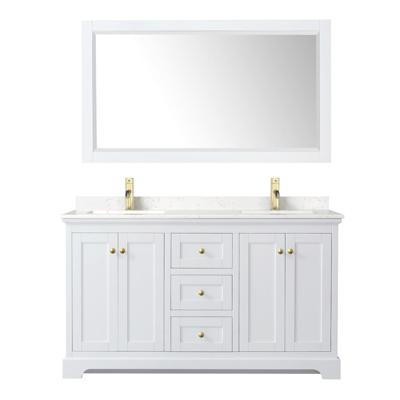 Avery 60" Free Standing Double Basin Vanity Set with Cabinet, Cultured Marble Vanity Top, and Framed Mirror - image 2