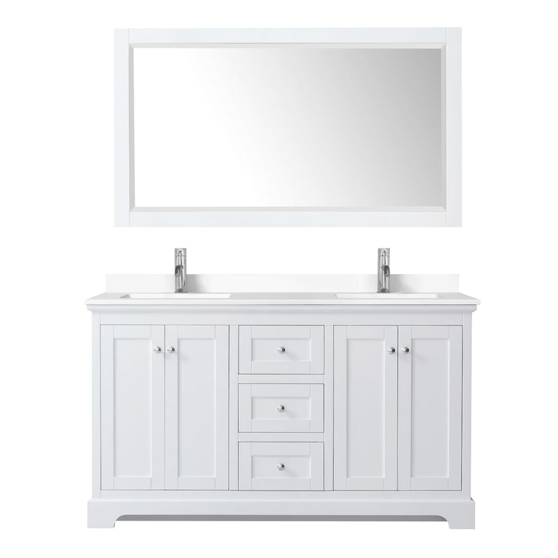 Avery 60" Free Standing Double Basin Vanity Set with Cabinet, Cultured Marble Vanity Top, and Framed Mirror - image 7