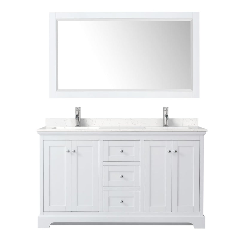 Avery 60" Free Standing Double Basin Vanity Set with Cabinet, Cultured Marble Vanity Top, and Framed Mirror - image 9