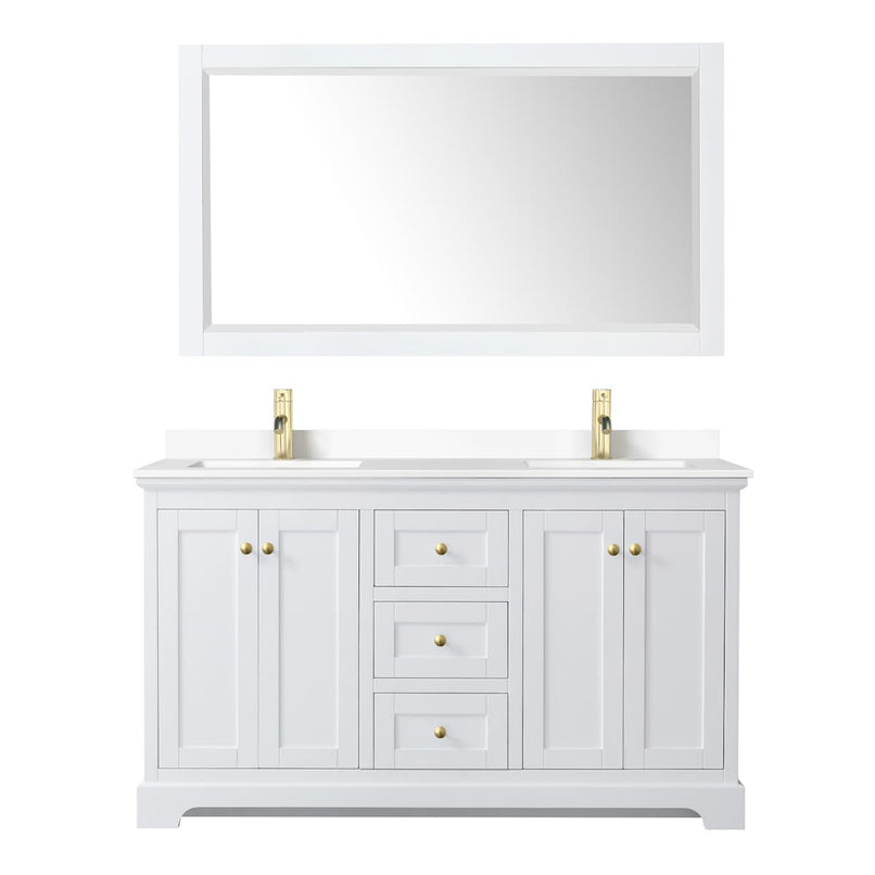 Avery 60" Free Standing Double Basin Vanity Set with Cabinet, Cultured Marble Vanity Top, and Framed Mirror - image 10