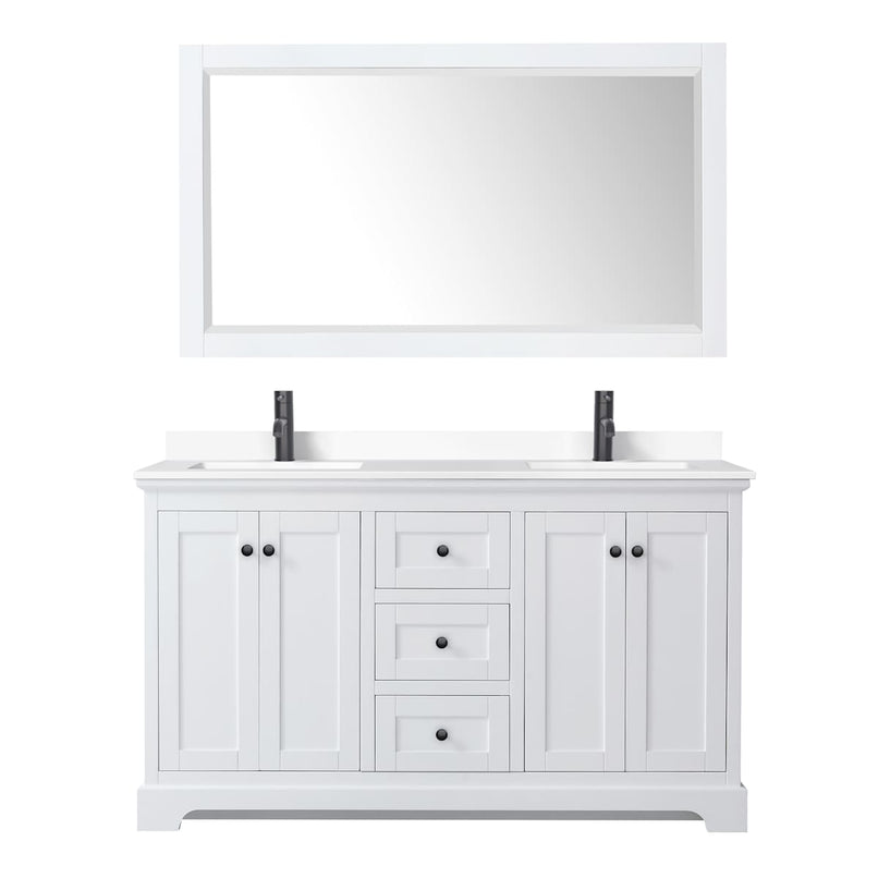 Avery 60" Free Standing Double Basin Vanity Set with Cabinet, Cultured Marble Vanity Top, and Framed Mirror - image 11