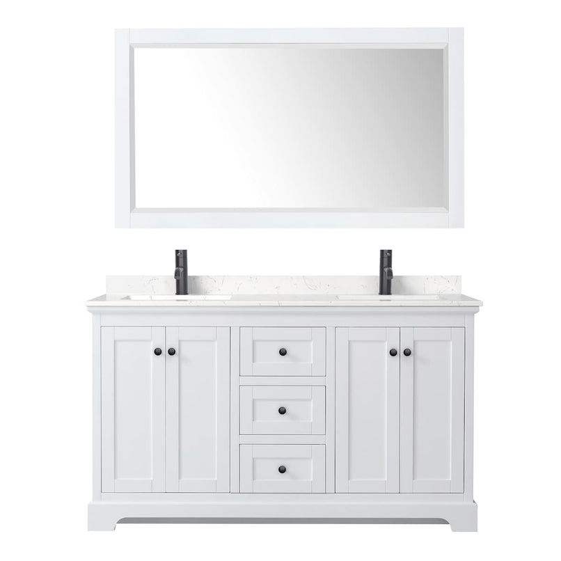 Avery 60" Free Standing Double Basin Vanity Set with Cabinet, Cultured Marble Vanity Top, and Framed Mirror - image 13