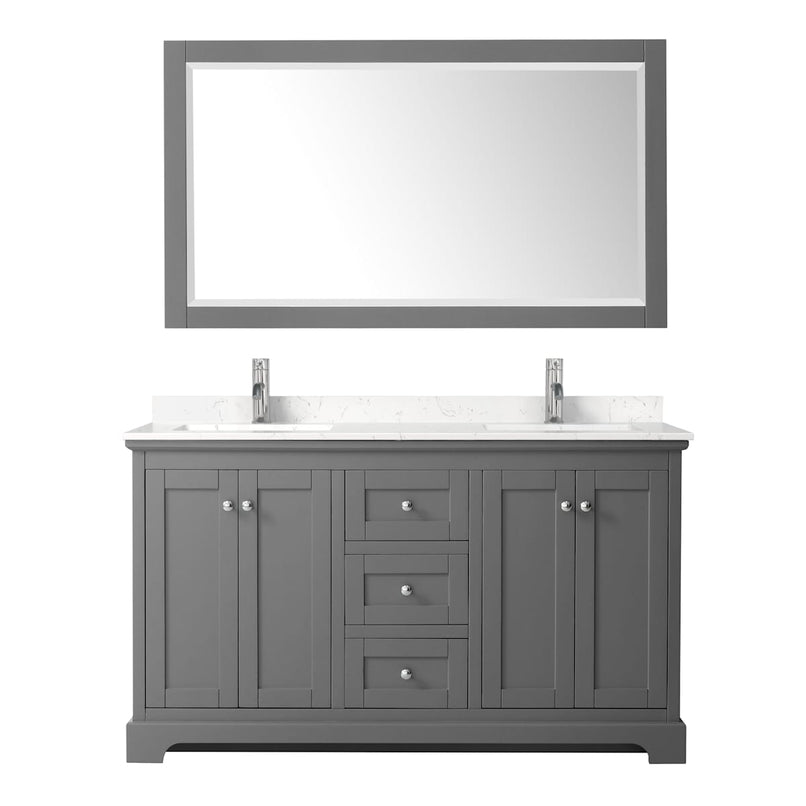 Avery 60" Free Standing Double Basin Vanity Set with Cabinet, Cultured Marble Vanity Top, and Framed Mirror - image 15