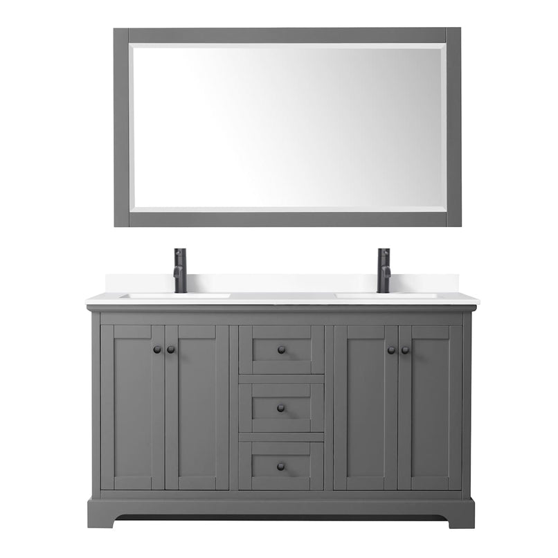 Avery 60" Free Standing Double Basin Vanity Set with Cabinet, Cultured Marble Vanity Top, and Framed Mirror - image 16