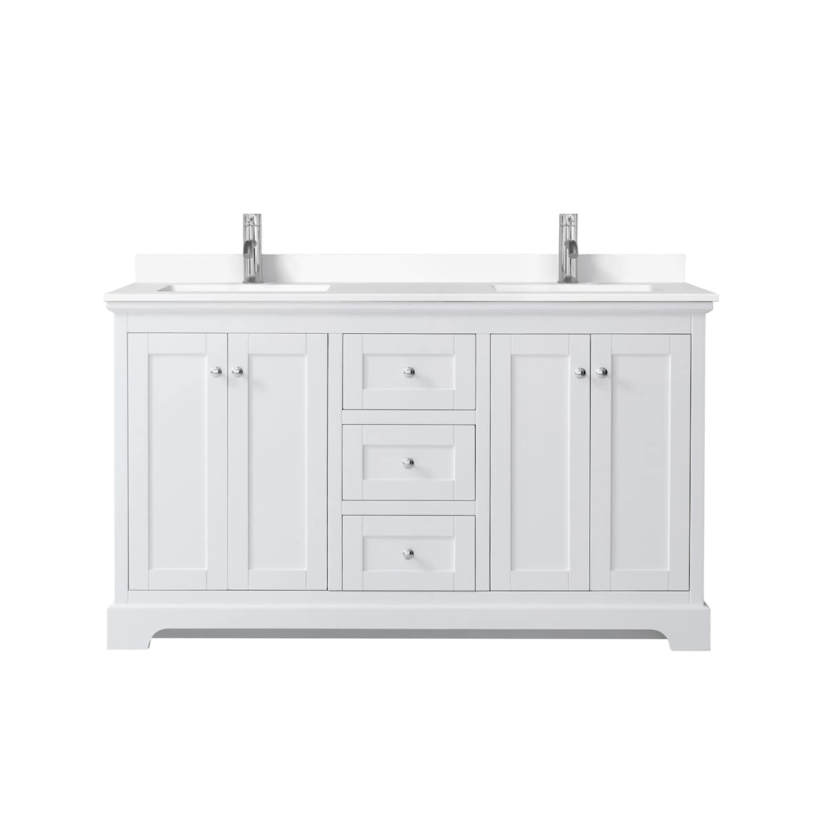 Avery 60" Free Standing Double Basin Vanity Set with Cabinet and Cultured Marble Vanity Top
