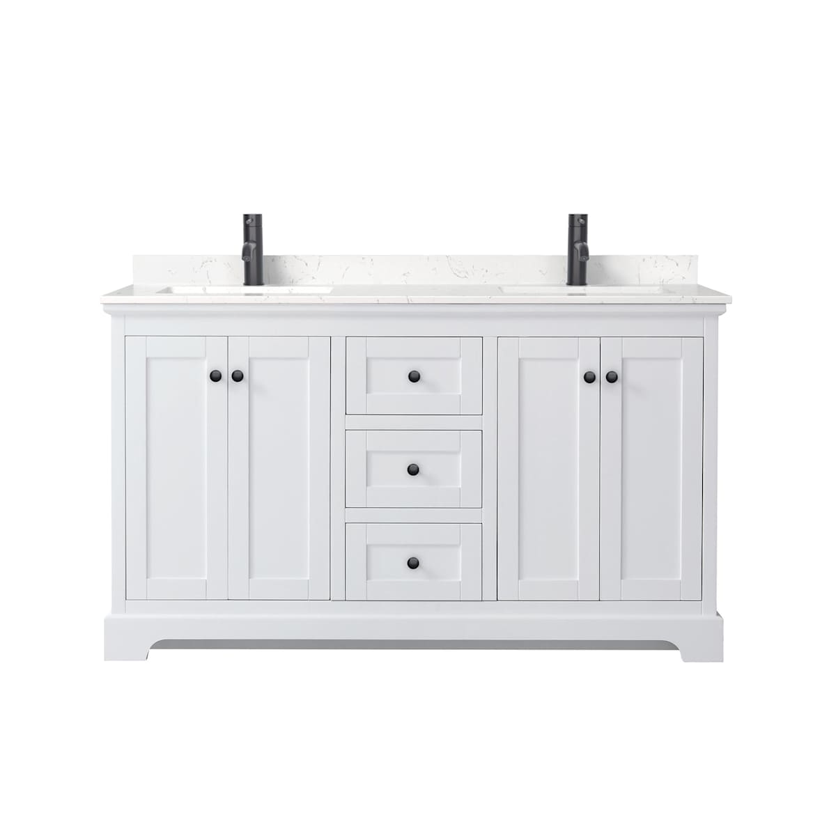 Avery 60" Free Standing Double Basin Vanity Set with Cabinet and Cultured Marble Vanity Top