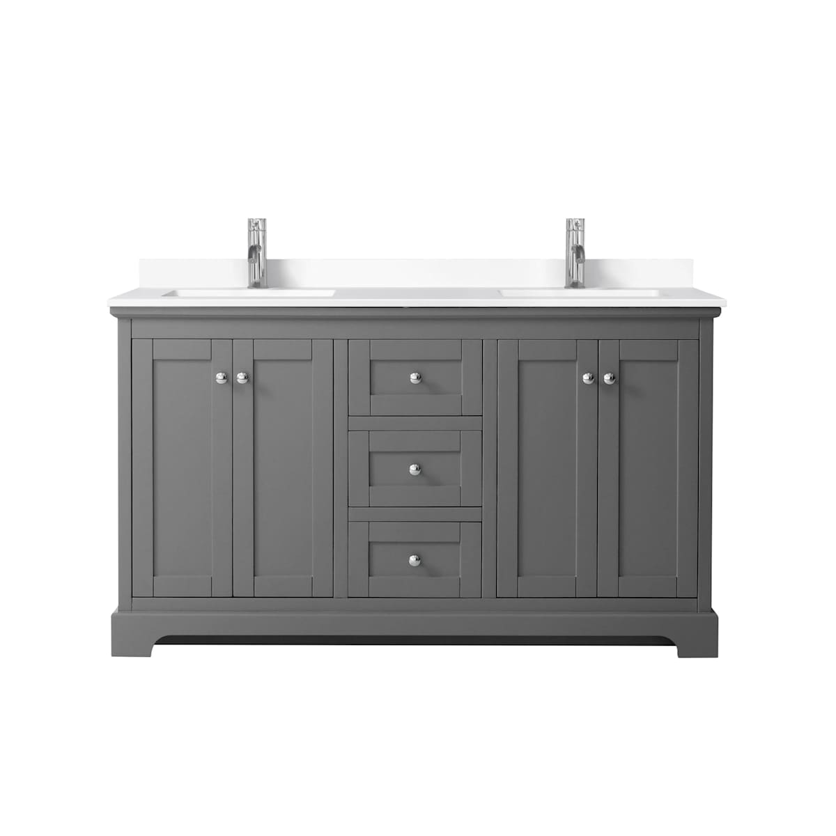 Avery 60" Free Standing Double Basin Vanity Set with Cabinet and Cultured Marble Vanity Top