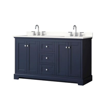 Avery 60" Free Standing Double Basin Vanity Set with Cabinet and Quartz Vanity Top - image 1