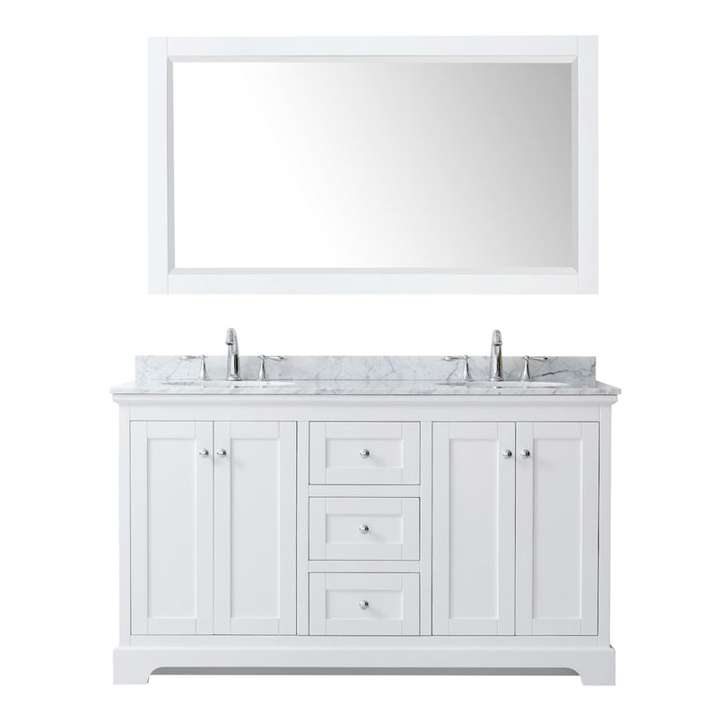 Avery 60" Free Standing Double Basin Vanity Set with Cabinet, Marble Vanity Top, and Framed Mirror - image 6