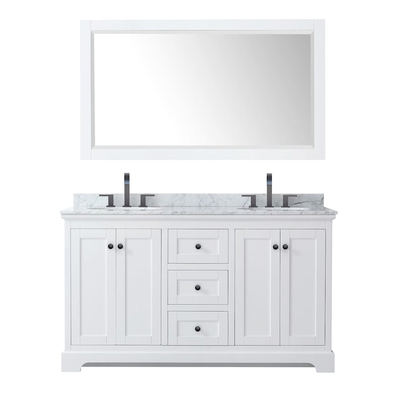 Avery 60" Free Standing Double Basin Vanity Set with Cabinet, Marble Vanity Top, and Framed Mirror - image 7