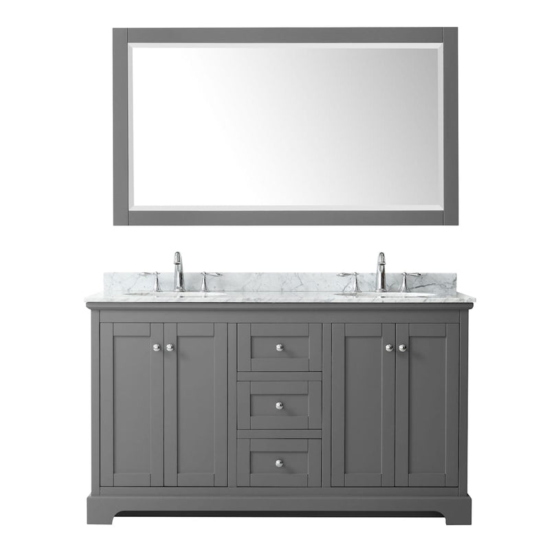 Avery 60" Free Standing Double Basin Vanity Set with Cabinet, Marble Vanity Top, and Framed Mirror - image 8
