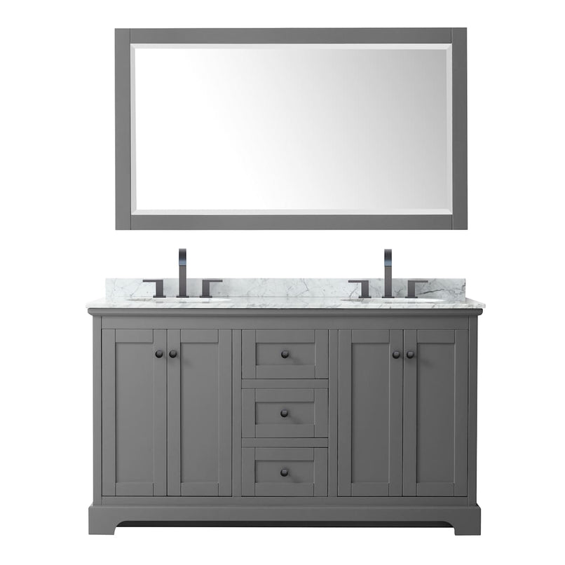 Avery 60" Free Standing Double Basin Vanity Set with Cabinet, Marble Vanity Top, and Framed Mirror - image 9