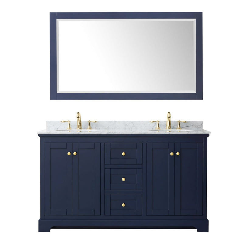 Avery 60" Free Standing Double Basin Vanity Set with Cabinet, Marble Vanity Top, and Framed Mirror - image 10