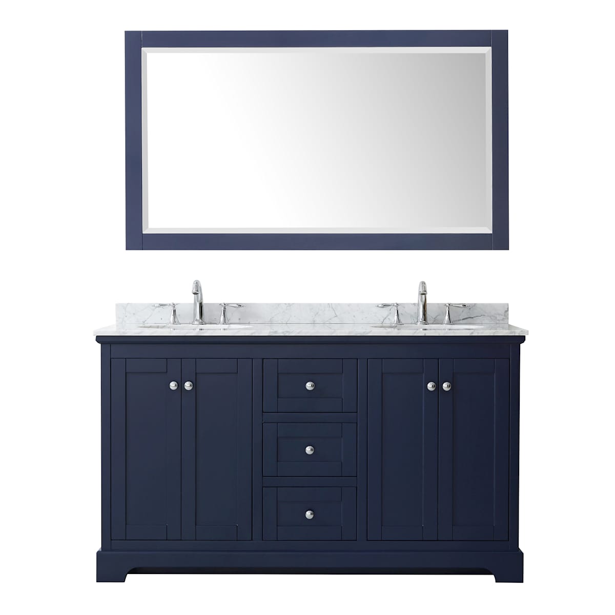 Avery 60" Free Standing Double Basin Vanity Set with Cabinet, Marble Vanity Top, and Framed Mirror - image 11