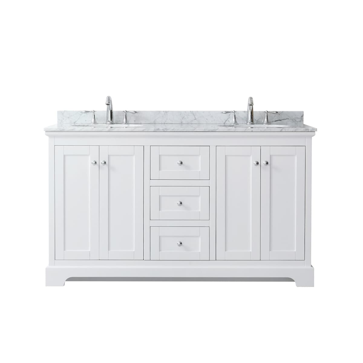 Avery 60" Free Standing Double Basin Vanity Set with Cabinet and Marble Vanity Top