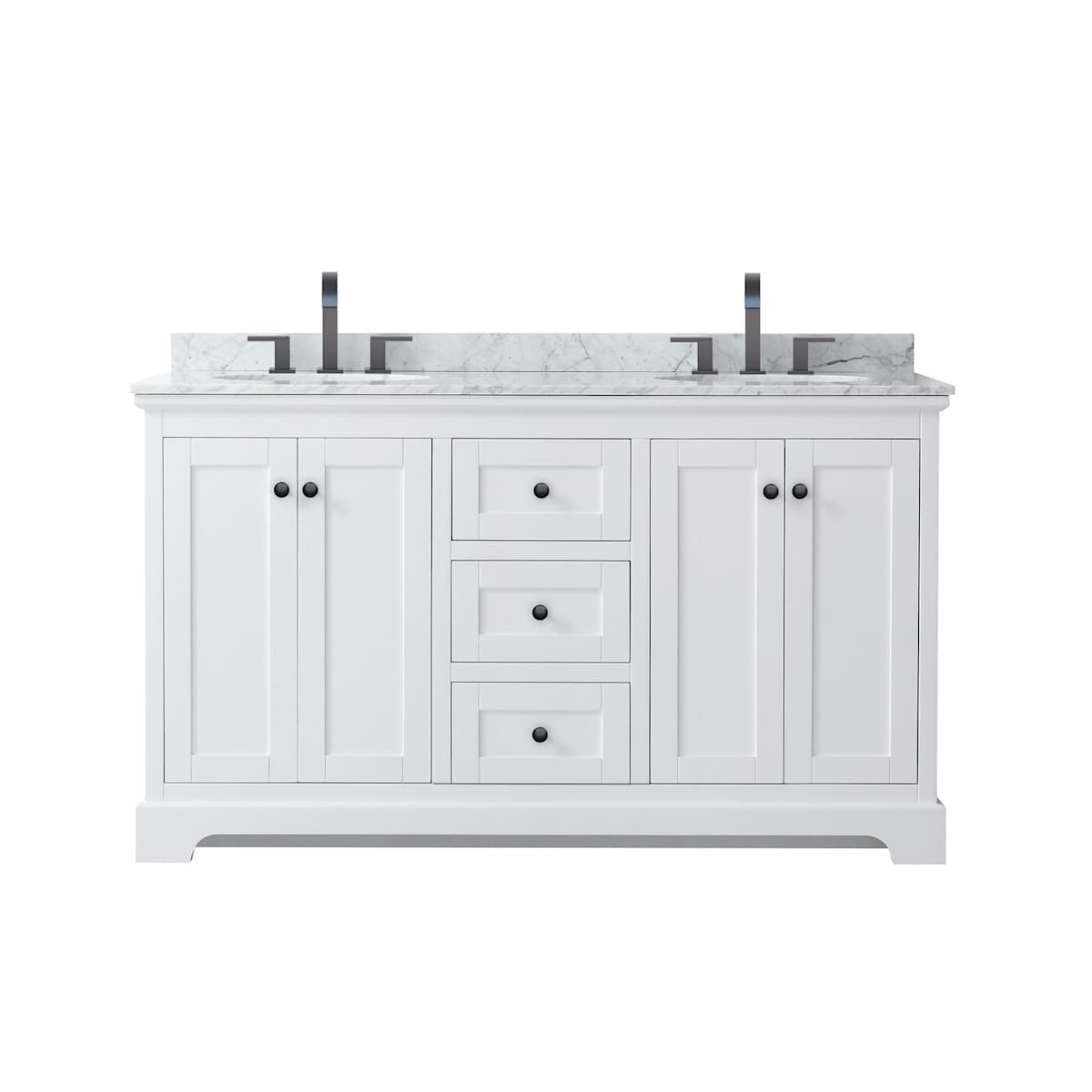 Avery 60" Free Standing Double Basin Vanity Set with Cabinet and Marble Vanity Top - image 6