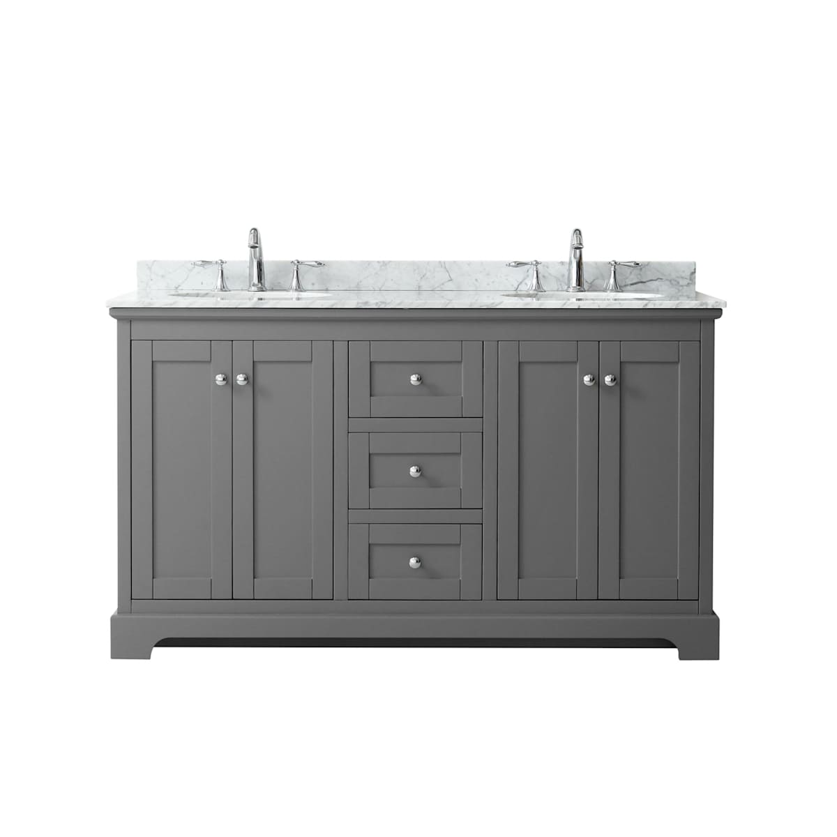 Avery 60" Free Standing Double Basin Vanity Set with Cabinet and Marble Vanity Top