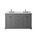 Avery 60" Free Standing Double Basin Vanity Set with Cabinet and Marble Vanity Top - image 8