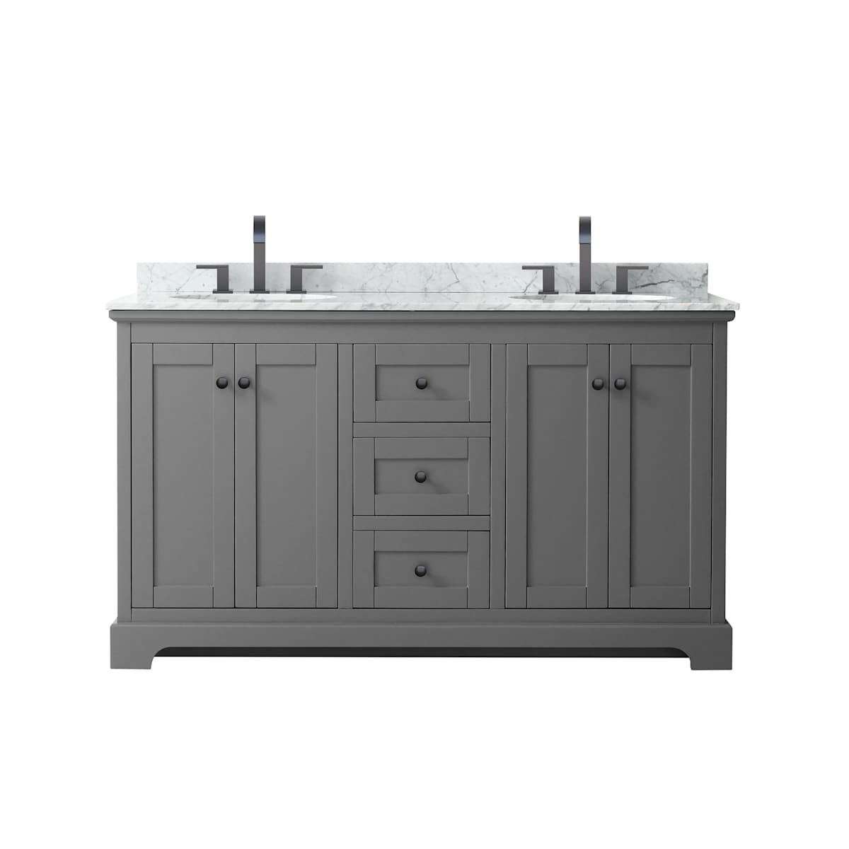 Avery 60" Free Standing Double Basin Vanity Set with Cabinet and Marble Vanity Top