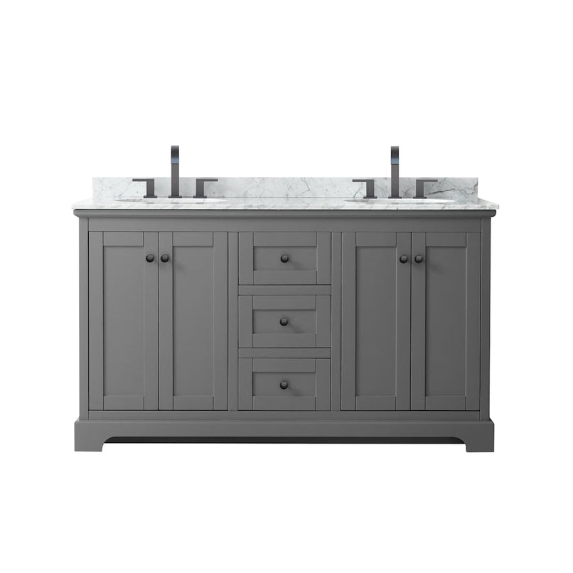 Avery 60" Free Standing Double Basin Vanity Set with Cabinet and Marble Vanity Top - image 8