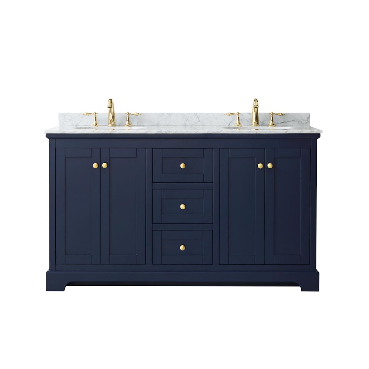 Avery 60" Free Standing Double Basin Vanity Set with Cabinet and Marble Vanity Top