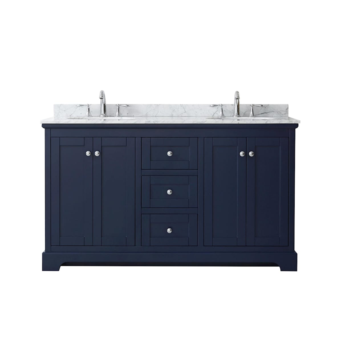 Avery 60" Free Standing Double Basin Vanity Set with Cabinet and Marble Vanity Top