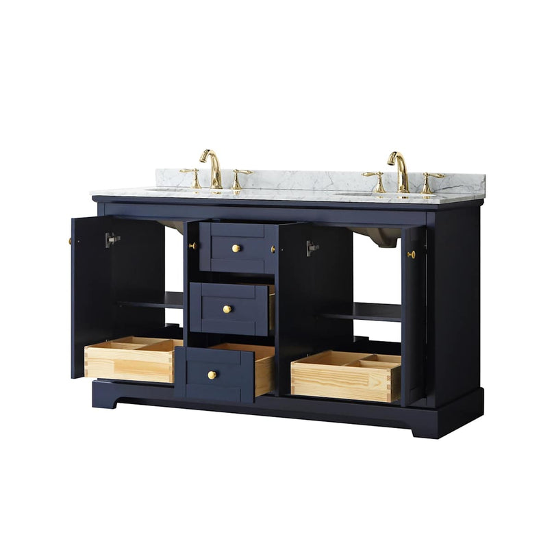 Avery 60" Free Standing Double Basin Vanity Set with Cabinet and Marble Vanity Top - image 16