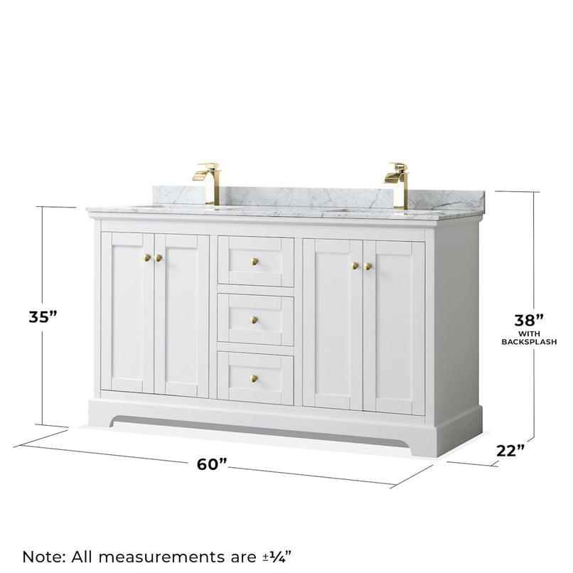 Avery 60" Free Standing Double Basin Vanity Set with Cabinet, Marble Vanity Top, and Framed Mirror - image 5