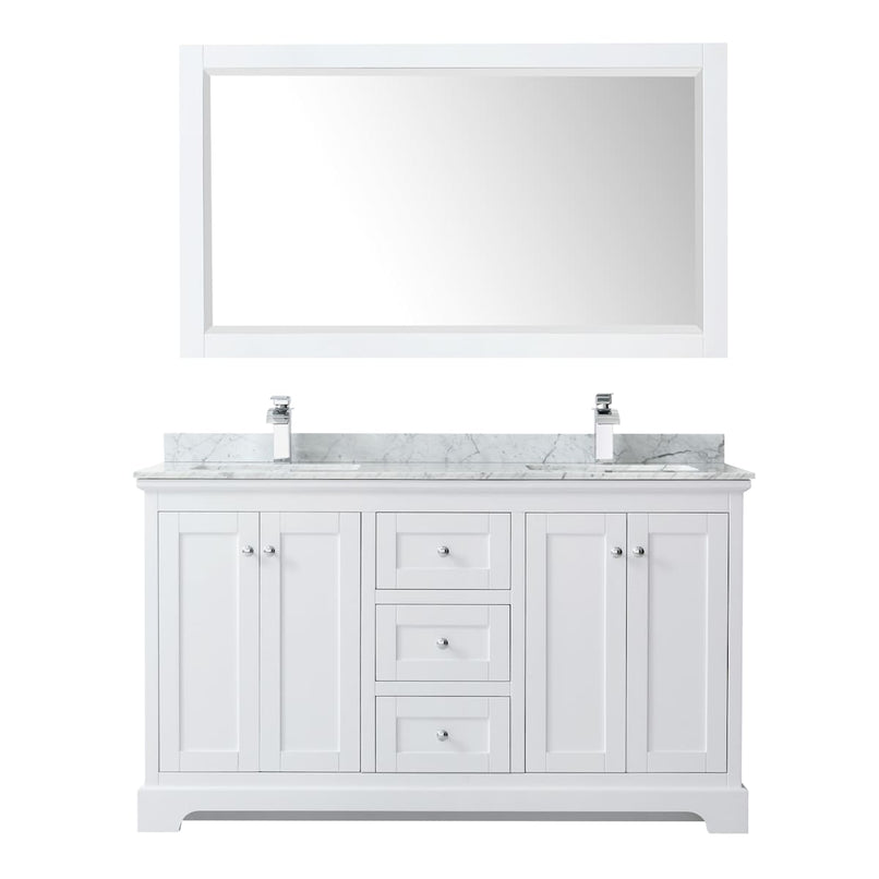 Avery 60" Free Standing Double Basin Vanity Set with Cabinet, Marble Vanity Top, and Framed Mirror - image 6