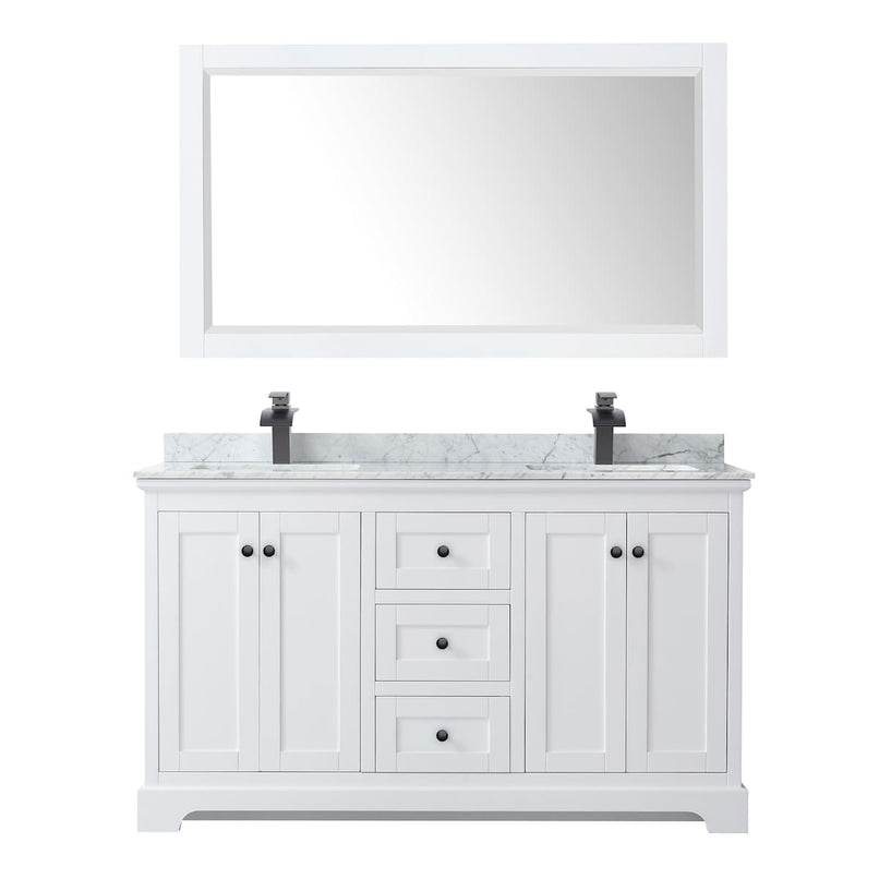 Avery 60" Free Standing Double Basin Vanity Set with Cabinet, Marble Vanity Top, and Framed Mirror - image 7