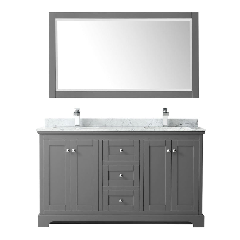 Avery 60" Free Standing Double Basin Vanity Set with Cabinet, Marble Vanity Top, and Framed Mirror - image 8