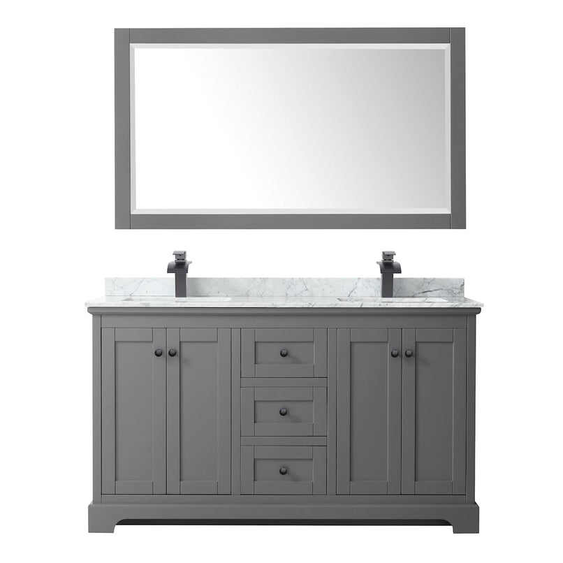 Avery 60" Free Standing Double Basin Vanity Set with Cabinet, Marble Vanity Top, and Framed Mirror - image 9