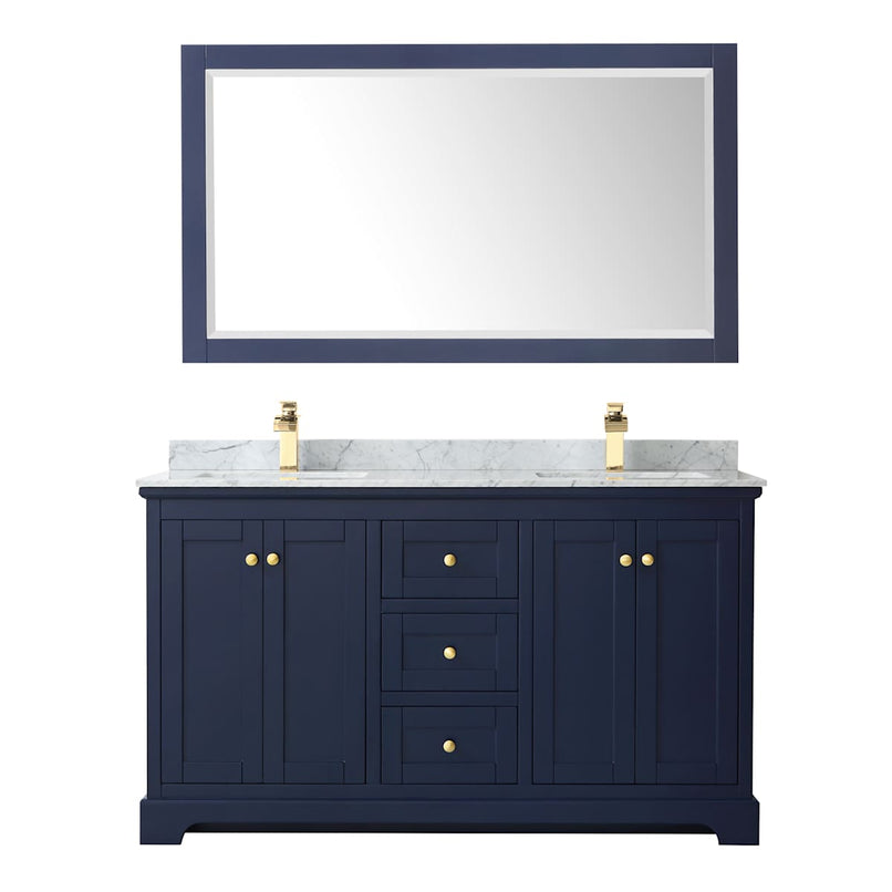 Avery 60" Free Standing Double Basin Vanity Set with Cabinet, Marble Vanity Top, and Framed Mirror - image 10