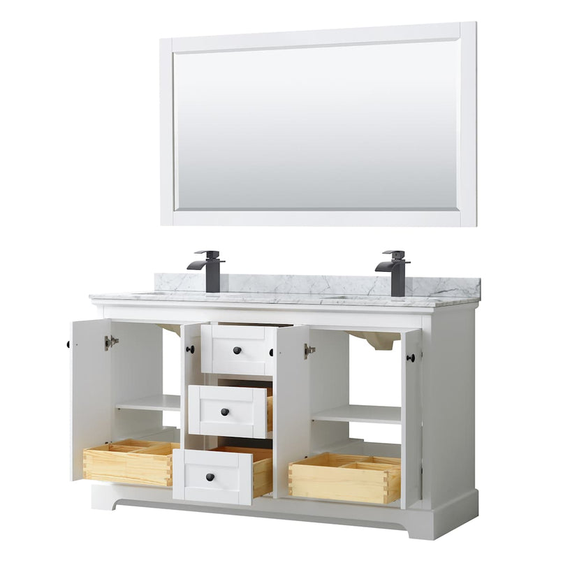 Avery 60" Free Standing Double Basin Vanity Set with Cabinet, Marble Vanity Top, and Framed Mirror - image 16
