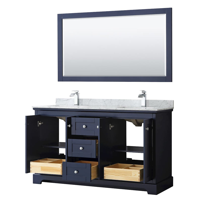 Avery 60" Free Standing Double Basin Vanity Set with Cabinet, Marble Vanity Top, and Framed Mirror - image 20