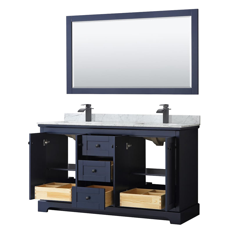 Avery 60" Free Standing Double Basin Vanity Set with Cabinet, Marble Vanity Top, and Framed Mirror - image 21