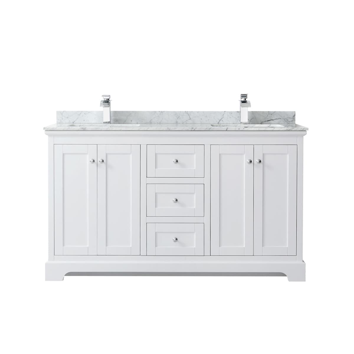 Avery 60" Free Standing Double Basin Vanity Set with Cabinet and Marble Vanity Top