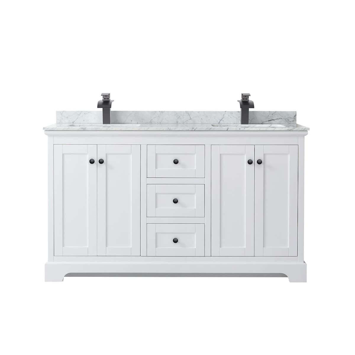 Avery 60" Free Standing Double Basin Vanity Set with Cabinet and Marble Vanity Top