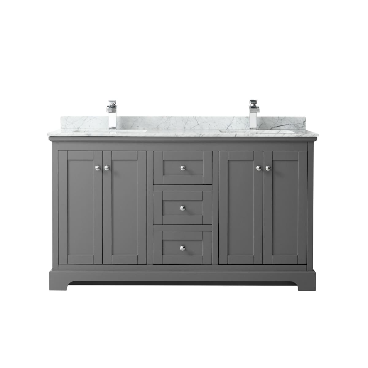 Avery 60" Free Standing Double Basin Vanity Set with Cabinet and Marble Vanity Top