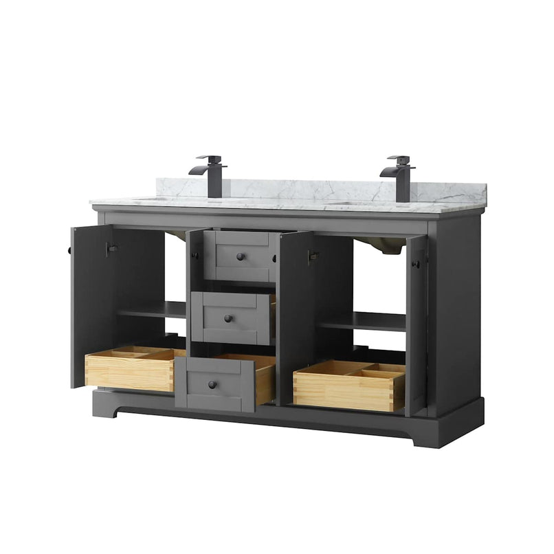 Avery 60" Free Standing Double Basin Vanity Set with Cabinet and Marble Vanity Top - image 15