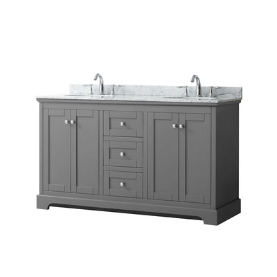 Avery 60" Free Standing Double Basin Vanity Set with Cabinet and Marble Vanity Top - image 1