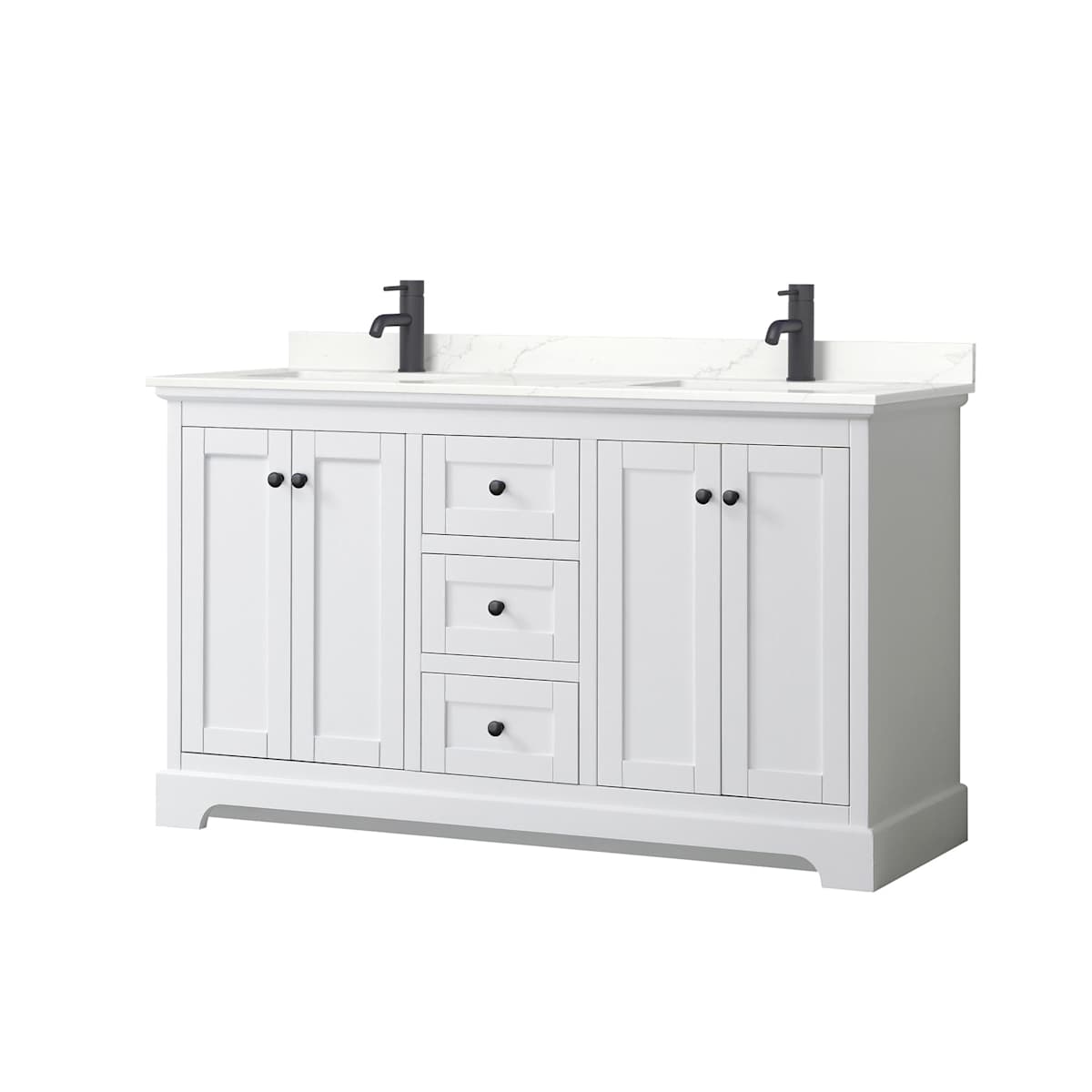 Avery 60" Free Standing Double Basin Vanity Set with Cabinet and Quartz Vanity Top