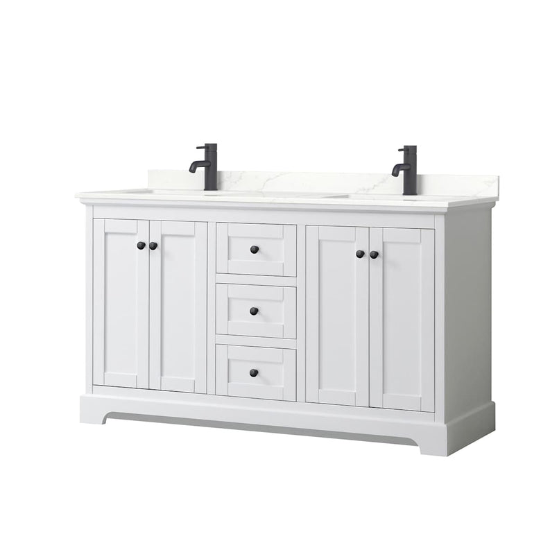 Avery 60" Free Standing Double Basin Vanity Set with Cabinet and Quartz Vanity Top - image 1