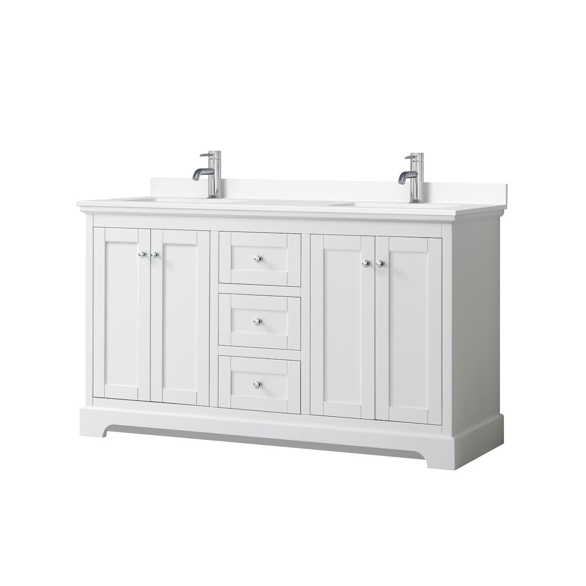 Avery 60" Free Standing Double Basin Vanity Set with Cabinet and Cultured Marble Vanity Top