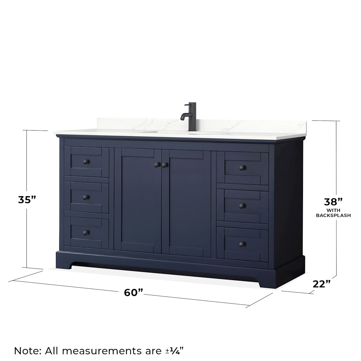 Avery 60" Free Standing Single Basin Vanity Set with Cabinet, Quartz Vanity Top, and Framed Mirror
