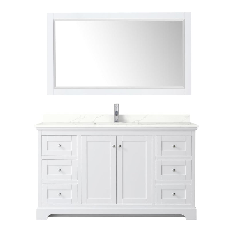 Avery 60" Free Standing Single Basin Vanity Set with Cabinet, Quartz Vanity Top, and Framed Mirror - image 11