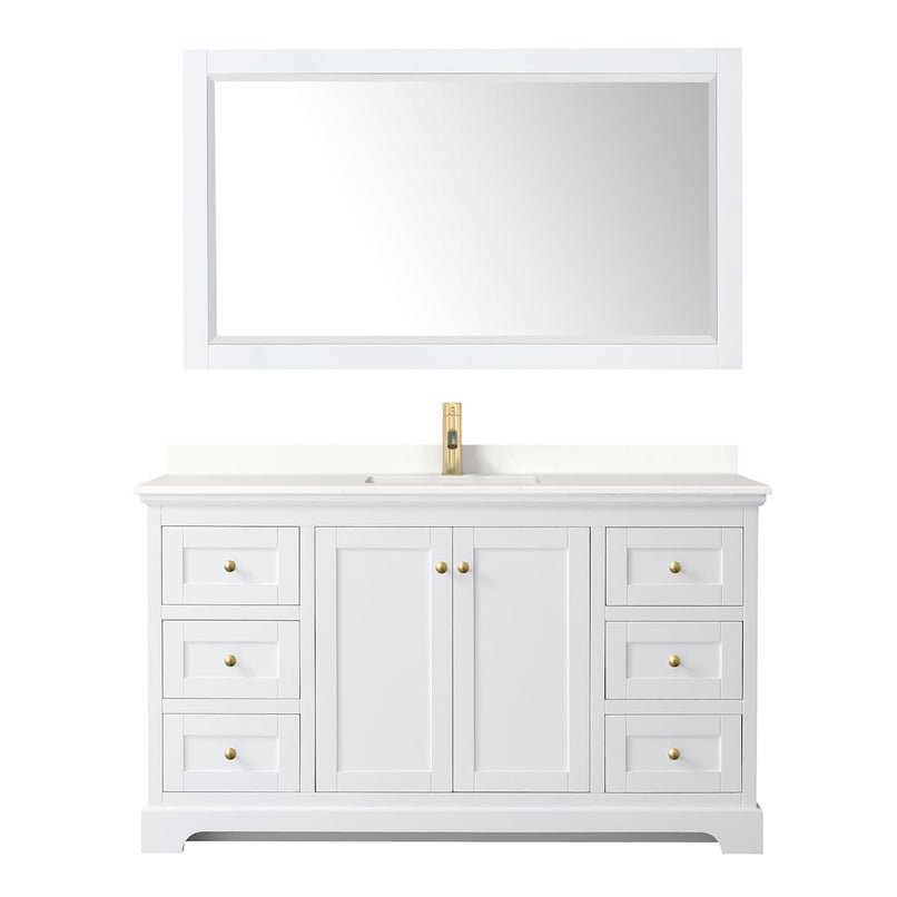 Avery 60" Free Standing Single Basin Vanity Set with Cabinet, Quartz Vanity Top, and Framed Mirror - image 12