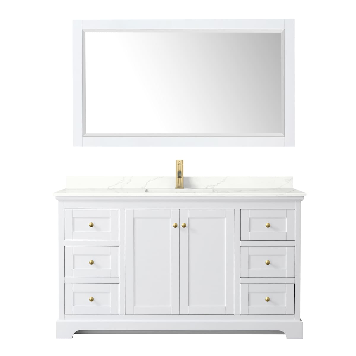 Avery 60" Free Standing Single Basin Vanity Set with Cabinet, Quartz Vanity Top, and Framed Mirror - image 13